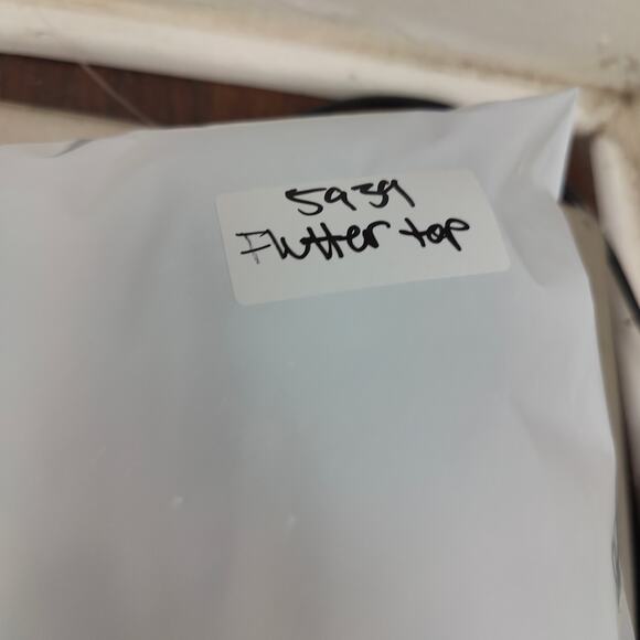 Tsumori Chisato Sweater Womens Medium Gray Ruffled Short Sleeve Cotton Silk FLAW - Picture 11 of 11